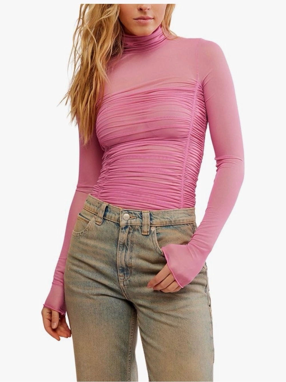 Free People  Intimately Women's Under it All Thong Bodysuit, pink nwt , sz M